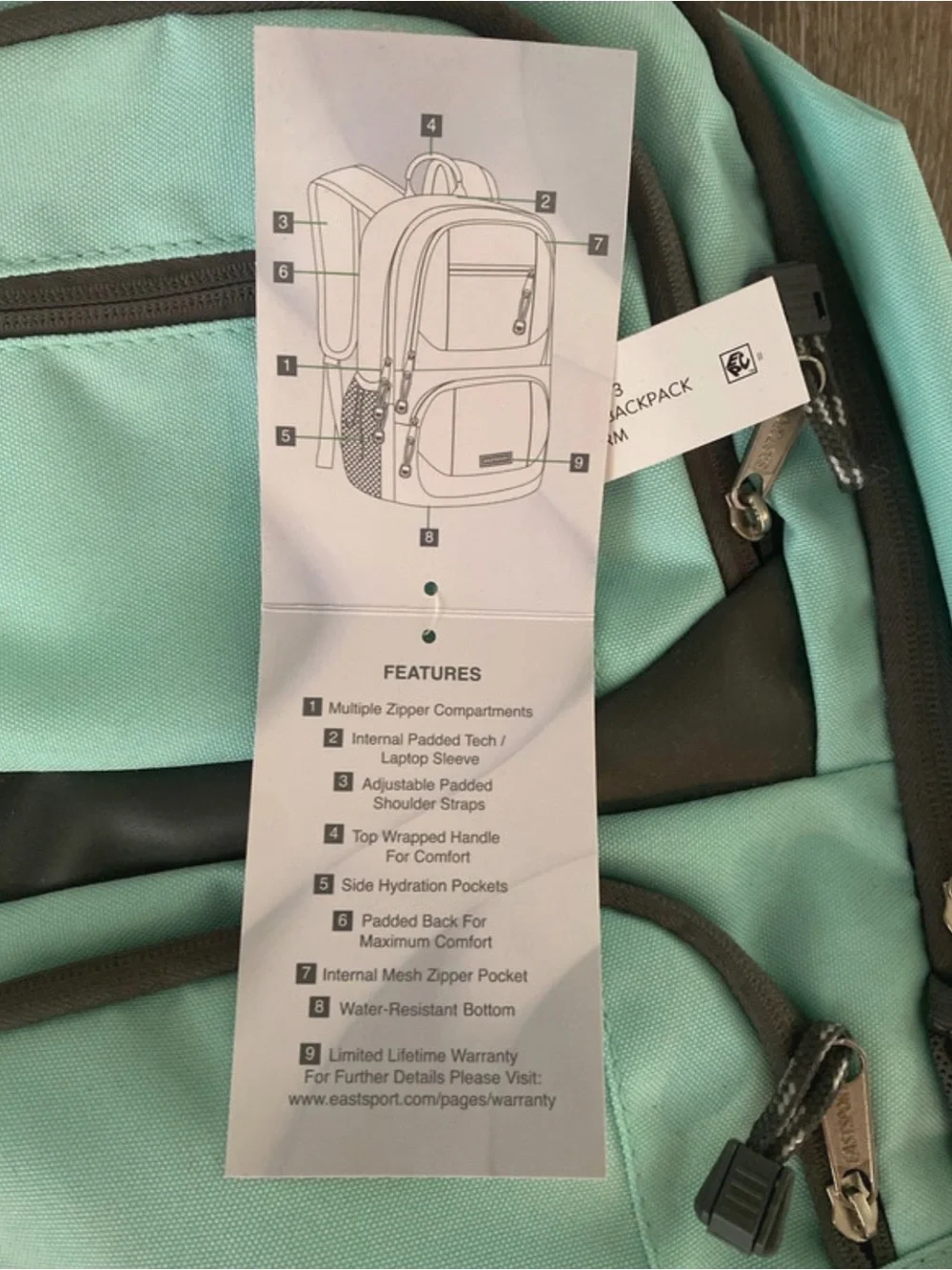 Eastsport Mint Green Backpack